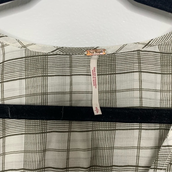 Free People time out lace green plaid tunic top - Picture 6 of 11